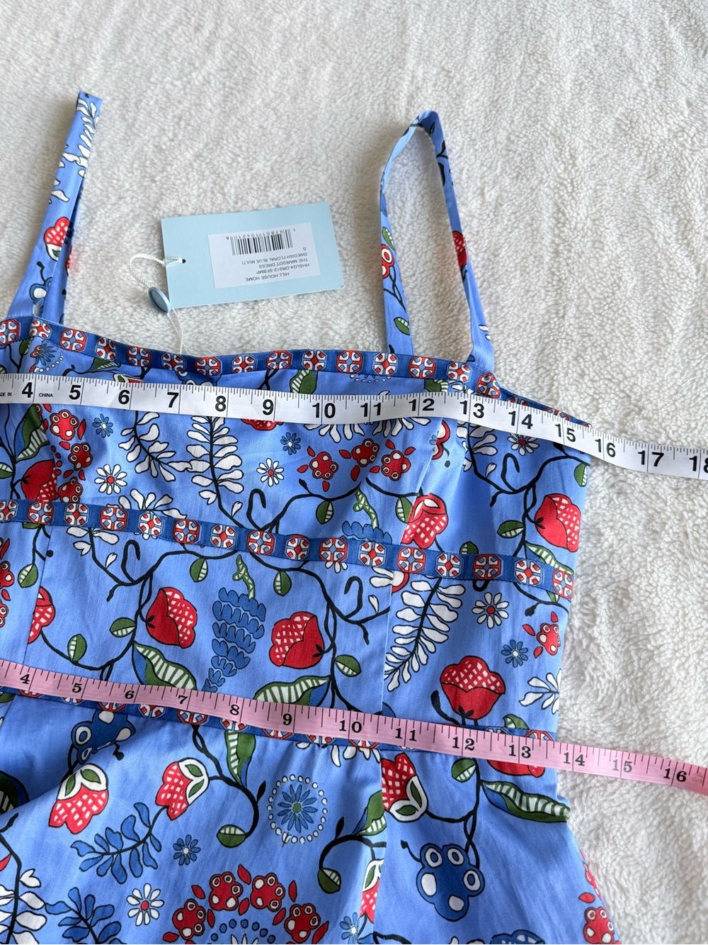 Hill House NWT The Margot Blue Red Swedish Floral Midi Dress S - Picture 5 of 11